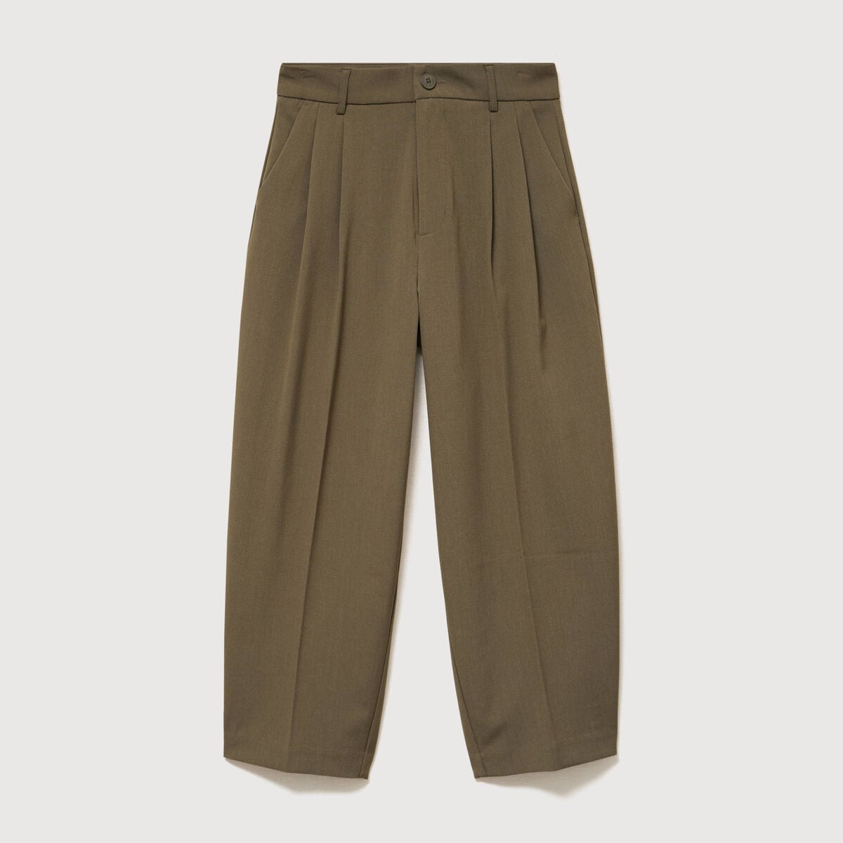 Pantalon barrel vert olive femme