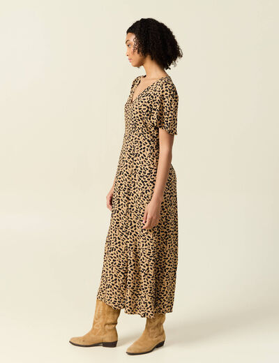 Robe longue éco-responsable marron clair femme