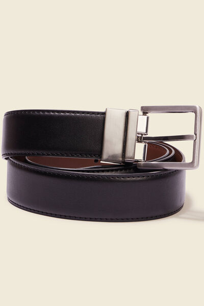 Ceinture réversible en cuir noir homme