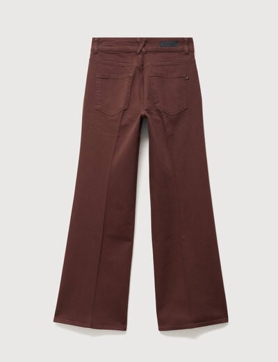 Jeans flare taille haute marron femme