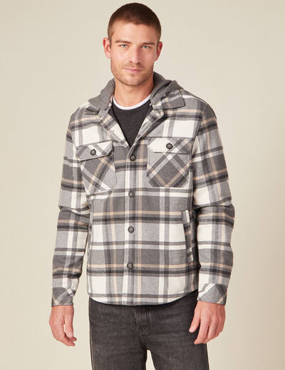 Surchemise &agrave; capuche manches longues gris fonc&eacute; homme