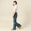 Jeans large taille haute bleu femme