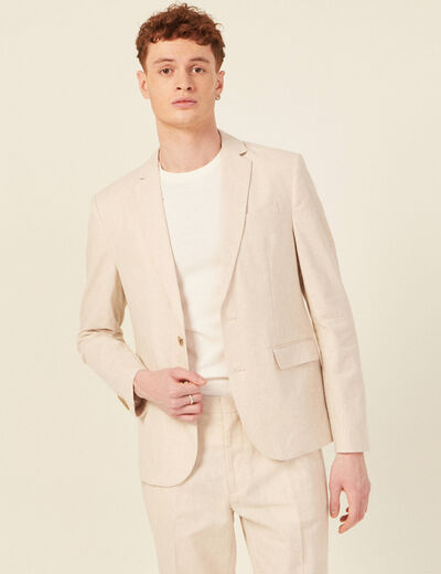 Veste blazer boutonnée beige homme