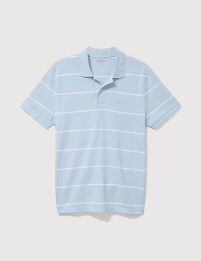 Polo ray&eacute; cintr&eacute; manches courtes bleu ciel homme