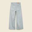 Jeans large cropped taille haute bleu gris femme