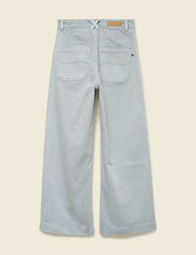 Jeans large cropped taille haute bleu gris femme