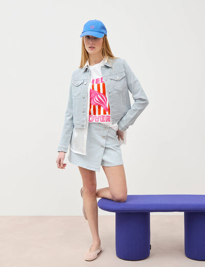 T-shirt en coton manches courtes blanc femme