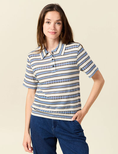 Polo manches courtes ecru femme