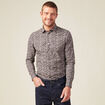 Chemise cintr&eacute;e en coton manches longues bleu marine homme