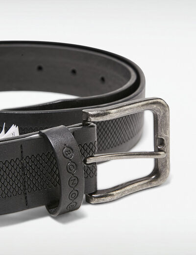 Ceinture embossée noir homme