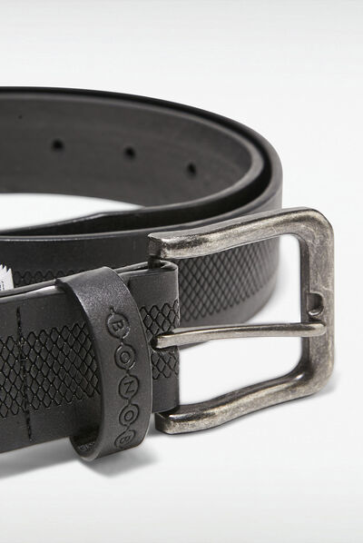 Ceinture embossée noir homme