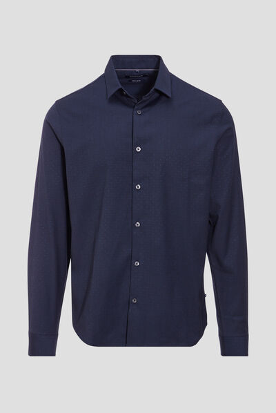 Chemise manches longues bleu foncé homme