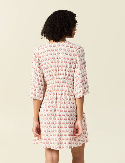 Robe évasée manches 3/4 ivoire femme