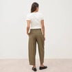 Pantalon barrel vert olive femme