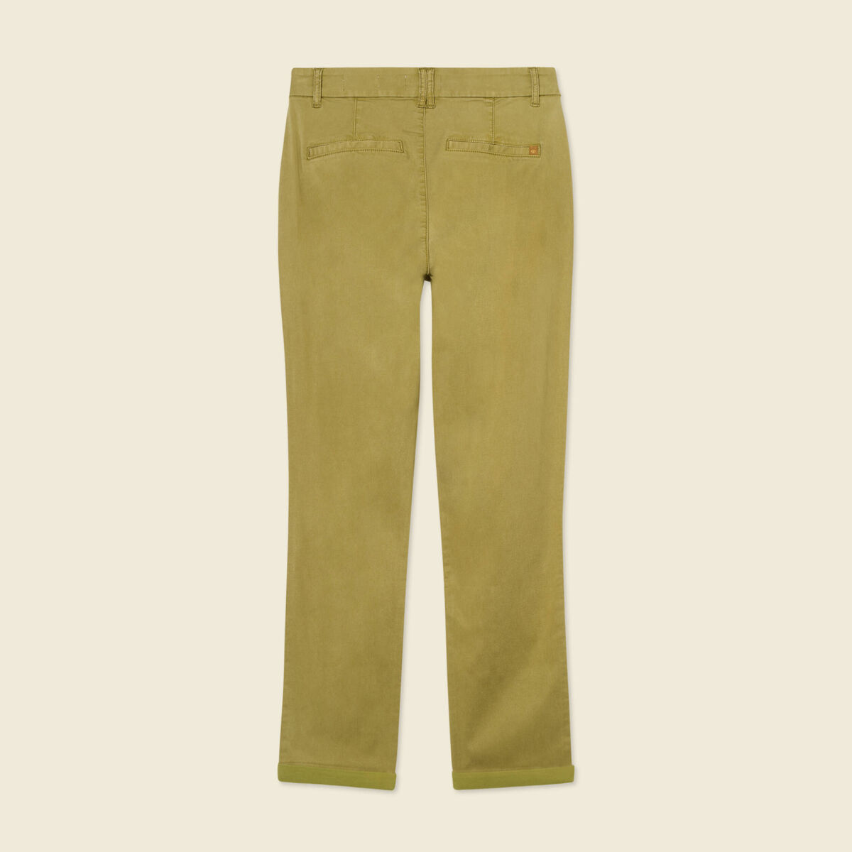 Pantalon chino cigarette vert olive femme