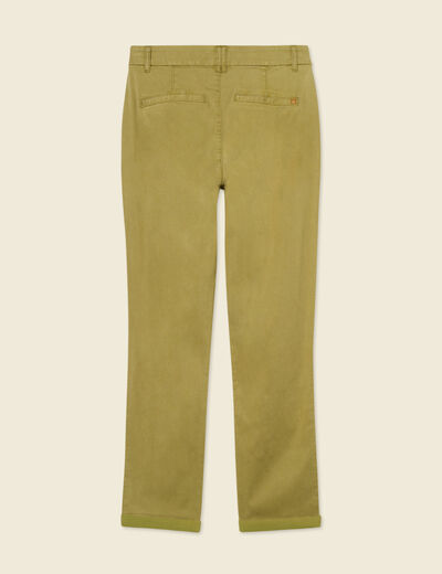 Pantalon chino cigarette vert olive femme