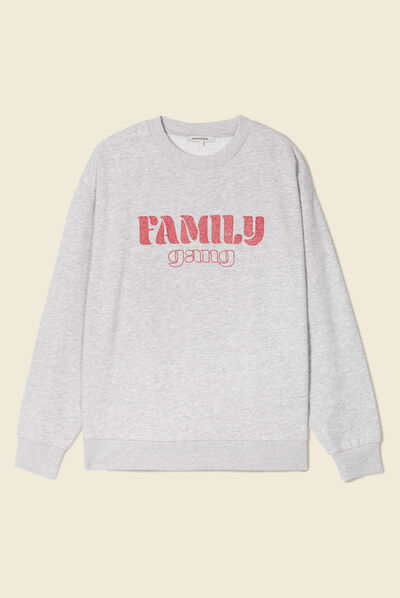 Sweat manches longues gris femme