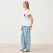 T-shirt droit col rond manches courtes blanc femme