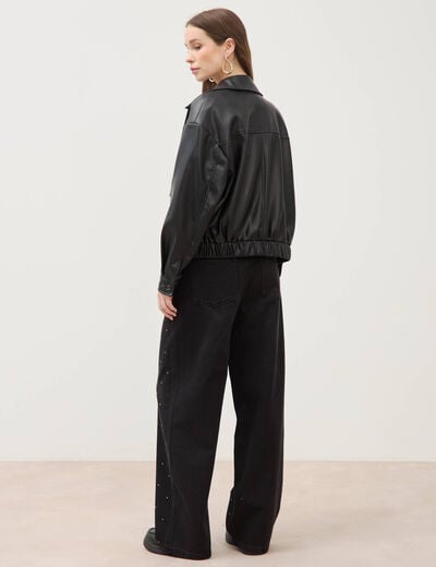 Blouson oversize manches longues noir femme