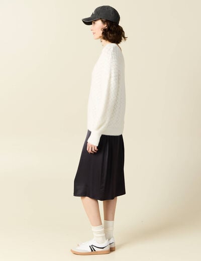 Pull manches longues r&eacute;versible ecru femme