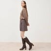 Mini-jupe droite courte marron femme