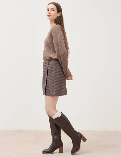 Mini-jupe droite courte marron femme