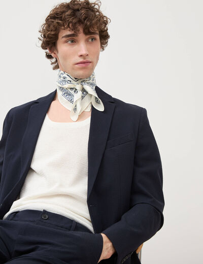 Blazer cintr&eacute; manches longues doubl&eacute; bleu marine homme
