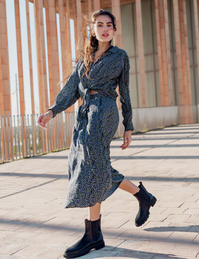 Jupe longue évasée noir femme