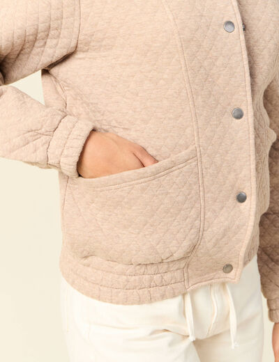 Gilet matelassé boutonné creme femme