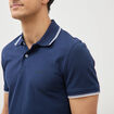 Polo cintr&eacute; en coton manches courtes bleu marine homme
