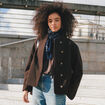 Veste oversize courte col tailleur marron fonc&eacute; femme