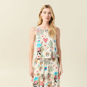 Blouse sans manches blanc femme
