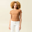 T-shirt ajusté court manches courtes terracotta femme