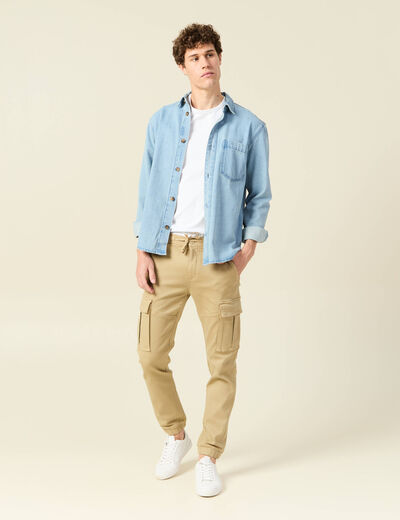 Pantalon battle bas resserré beige homme