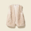 Gilet col tailleur manches longues creme femme