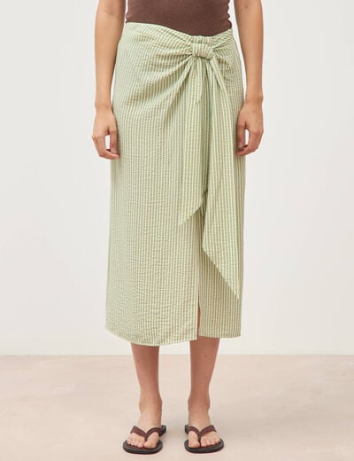 Jupe taille haute fluide vert menthe femme