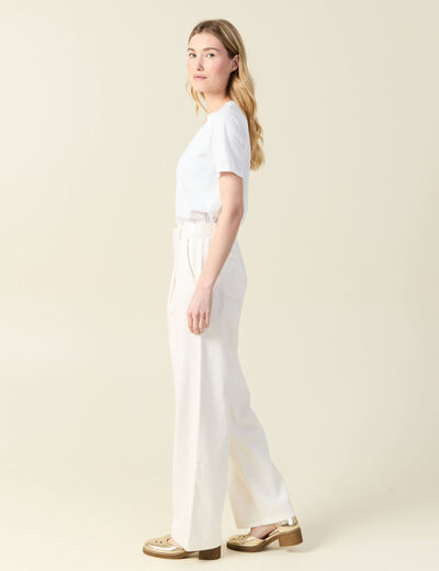 Jeans large à pinces denim blanc femme