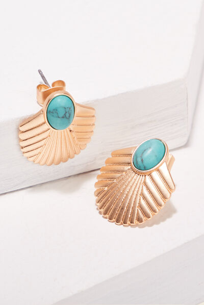 Boucles d'oreilles clous bleu clair femme
