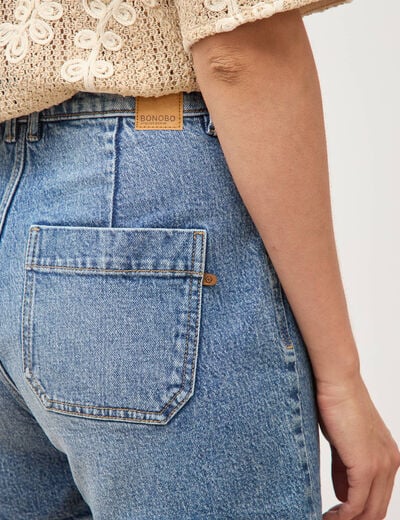 Short en jean taille haute denim stone femme
