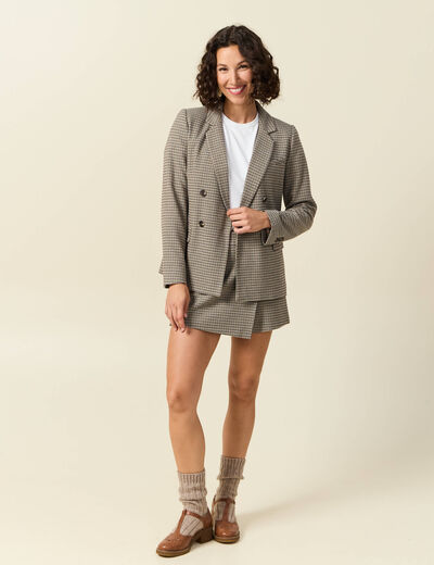 Blazer manches longues col tailleur noir femme
