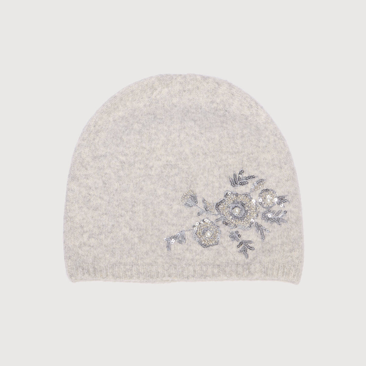 Bonnet avec broderie gris clair femme