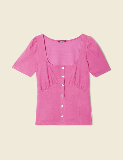 T-shirt manches courtes rose framboise femme
