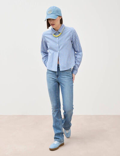 Jeans bootcut taille haute denim used femme