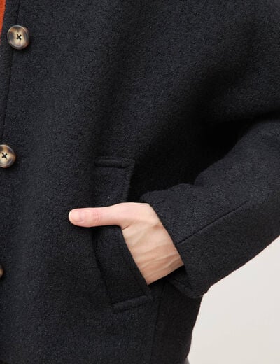 Manteau oversize court col tailleur noir femme