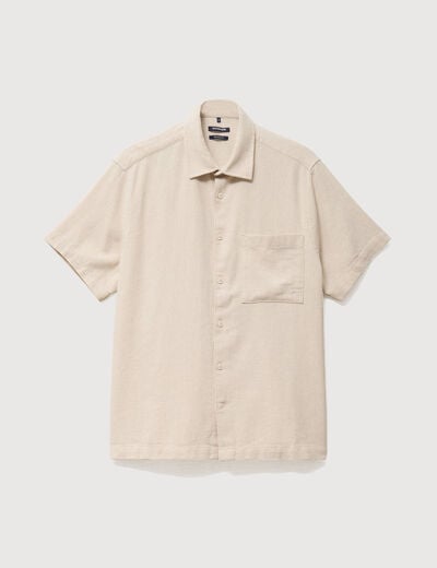 Chemise manches courtes col am&eacute;ricain sable homme