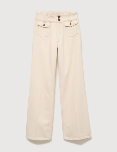 Jeans bootcut taille haute denim blanc femme
