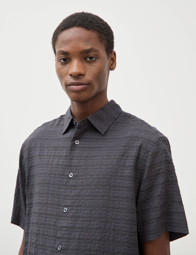 Chemise ajour&eacute;e coupe boyfriend bleu marine homme