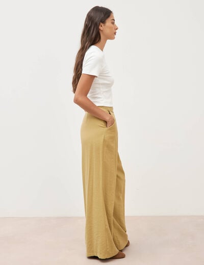 Pantalon loose taille standard camel femme