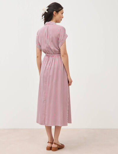 Robe longue &eacute;vas&eacute;e ceintur&eacute;e rouge fonc&eacute; femme