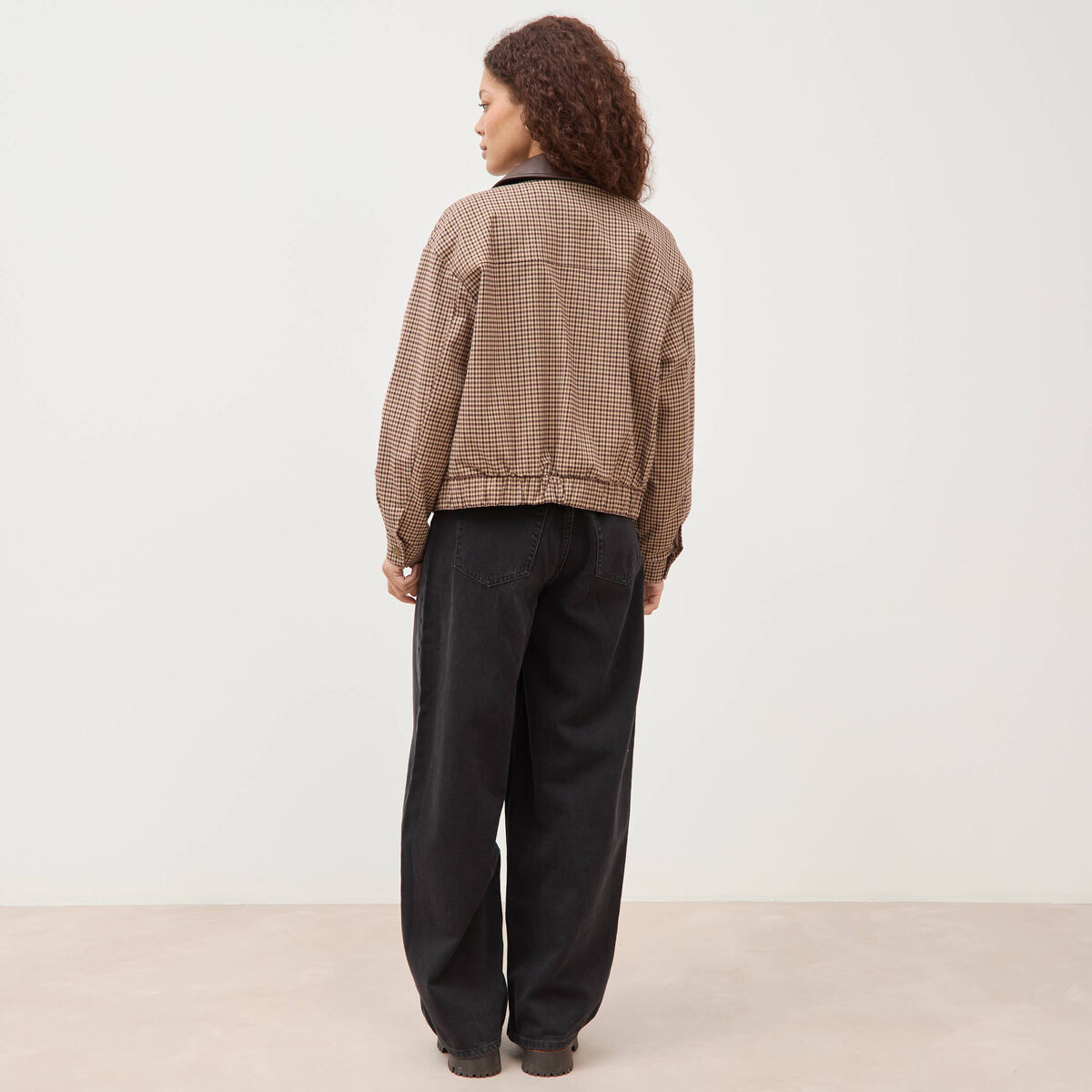 Blouson oversize manches longues doubl&eacute; ficelle femme